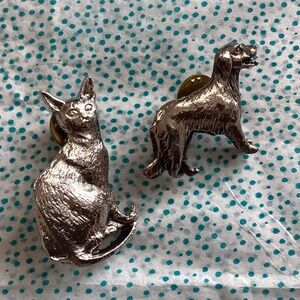 Set of 2 Sterling Silver Pins - Handmade